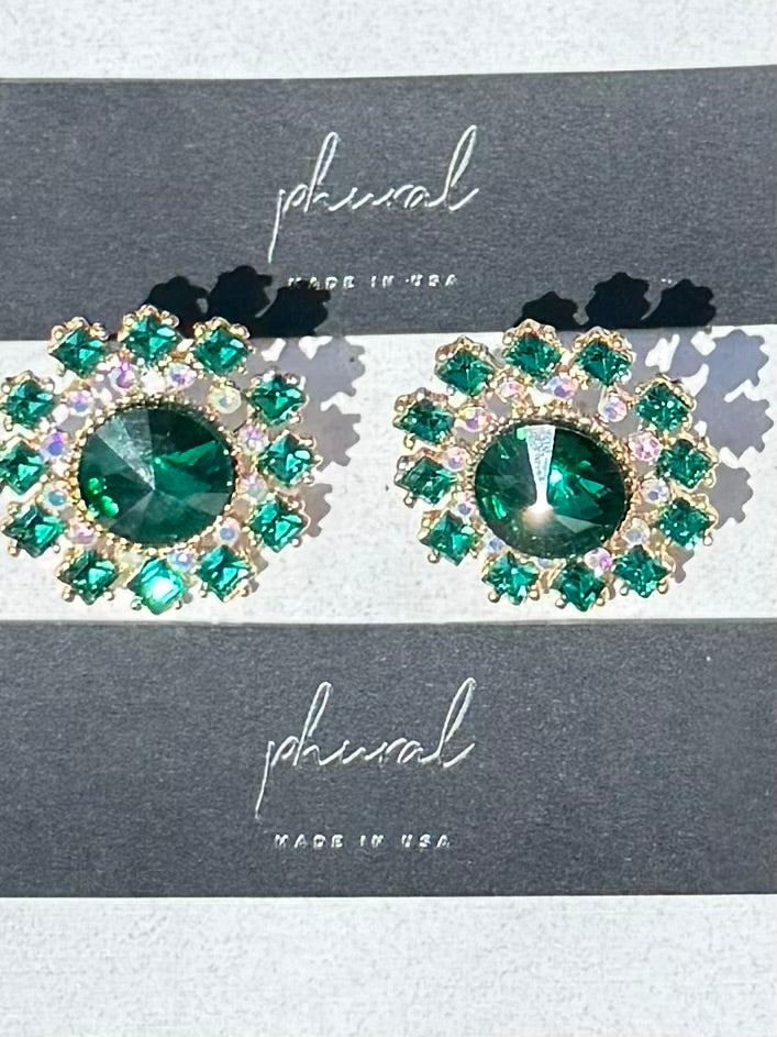 Green shimmer earrings