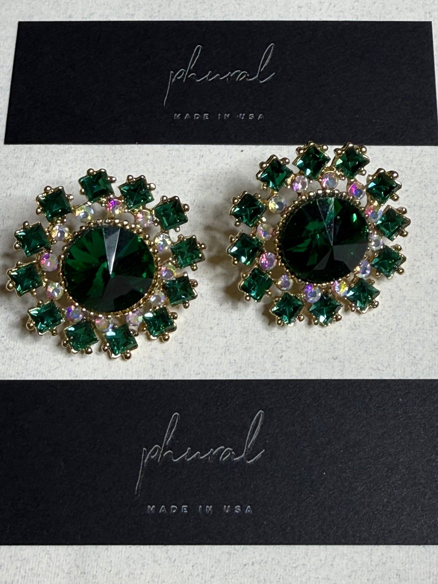 Green shimmer earrings