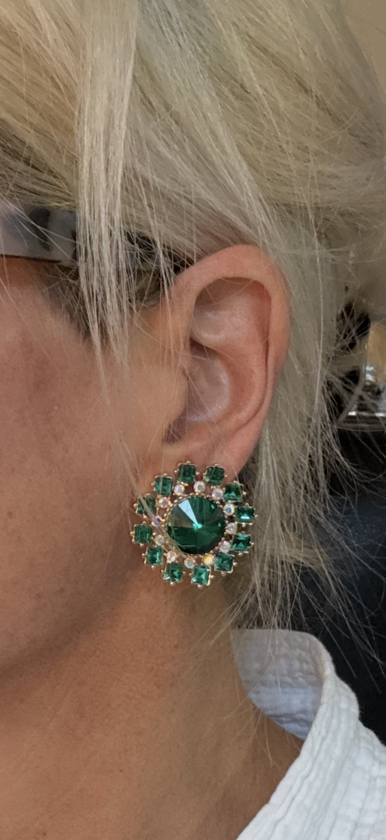 Green shimmer earrings