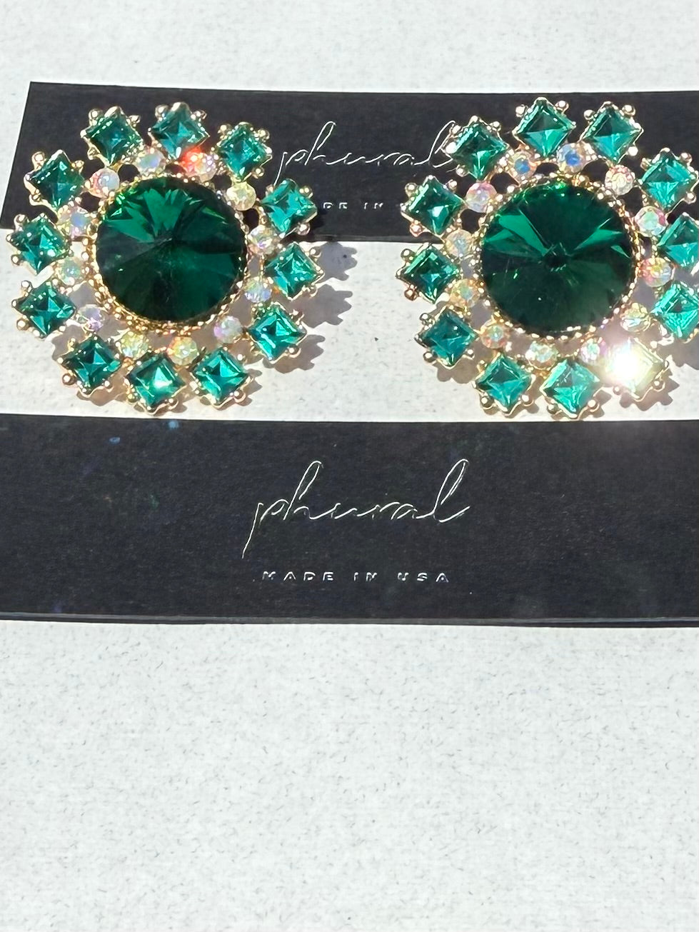 Green shimmer earrings