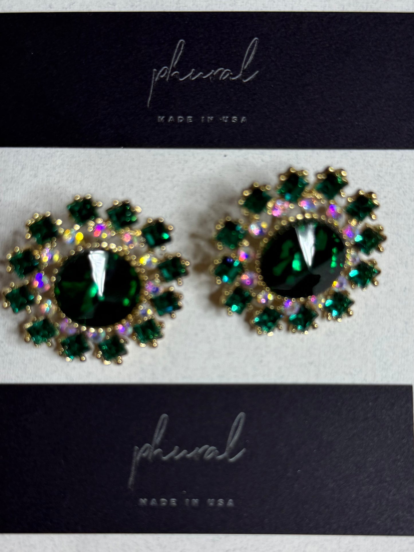 Green shimmer earrings